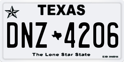 TX license plate DNZ4206