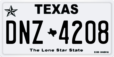 TX license plate DNZ4208