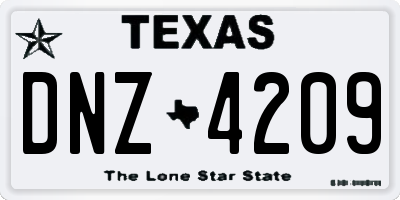 TX license plate DNZ4209
