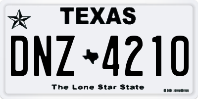 TX license plate DNZ4210