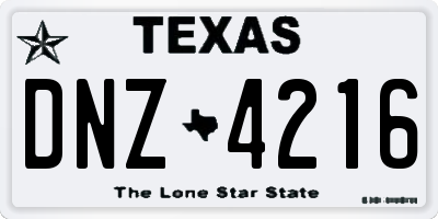 TX license plate DNZ4216