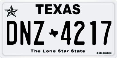 TX license plate DNZ4217