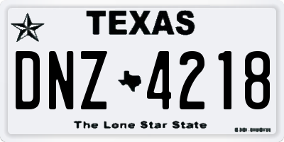 TX license plate DNZ4218