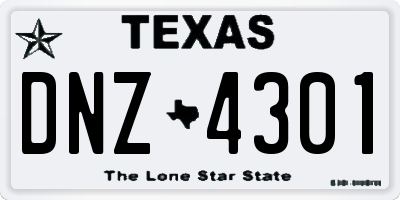 TX license plate DNZ4301
