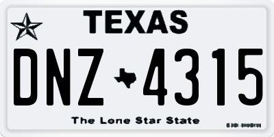 TX license plate DNZ4315