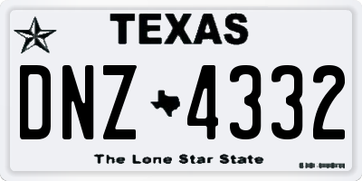 TX license plate DNZ4332