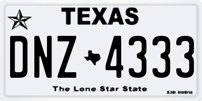 TX license plate DNZ4333