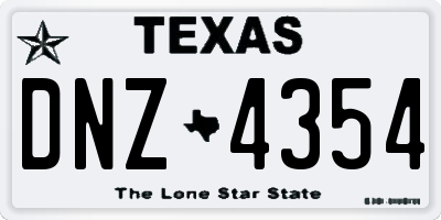 TX license plate DNZ4354