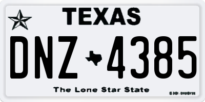 TX license plate DNZ4385