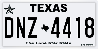 TX license plate DNZ4418