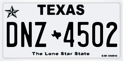 TX license plate DNZ4502