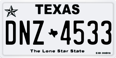 TX license plate DNZ4533