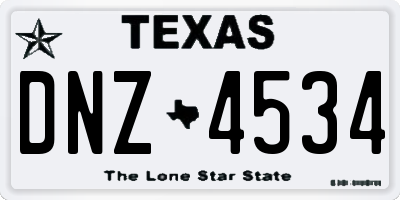 TX license plate DNZ4534