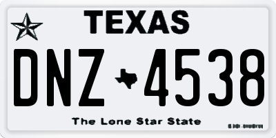 TX license plate DNZ4538