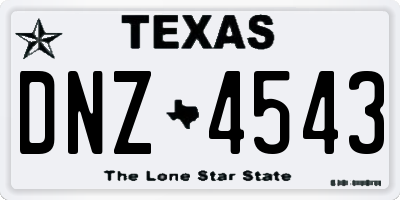 TX license plate DNZ4543