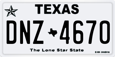 TX license plate DNZ4670