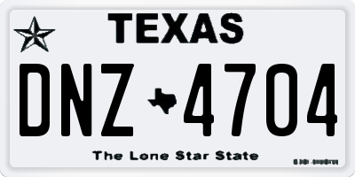 TX license plate DNZ4704