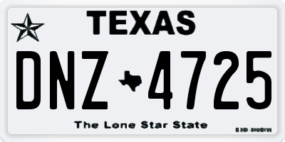 TX license plate DNZ4725