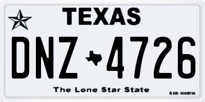 TX license plate DNZ4726
