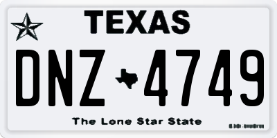 TX license plate DNZ4749
