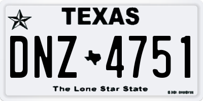 TX license plate DNZ4751