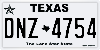 TX license plate DNZ4754