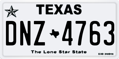 TX license plate DNZ4763