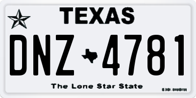 TX license plate DNZ4781