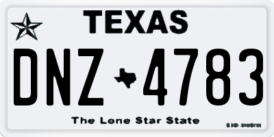 TX license plate DNZ4783