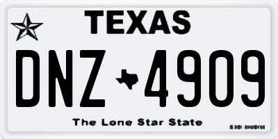 TX license plate DNZ4909