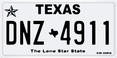 TX license plate DNZ4911