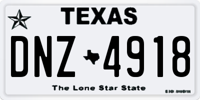 TX license plate DNZ4918