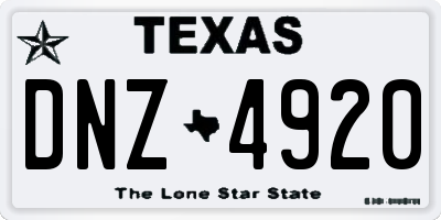 TX license plate DNZ4920