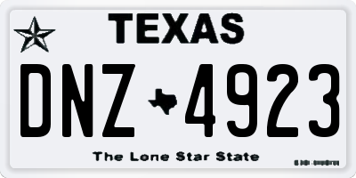 TX license plate DNZ4923
