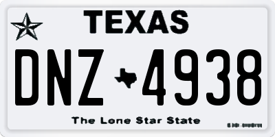TX license plate DNZ4938