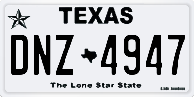 TX license plate DNZ4947