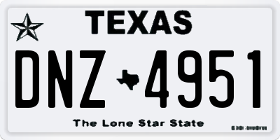 TX license plate DNZ4951
