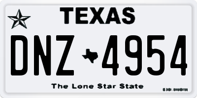 TX license plate DNZ4954