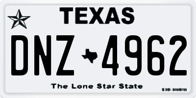 TX license plate DNZ4962