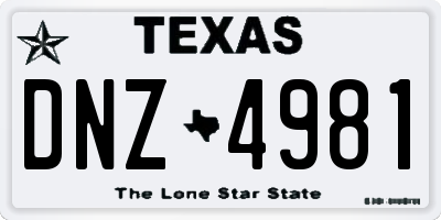 TX license plate DNZ4981