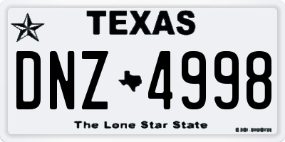 TX license plate DNZ4998