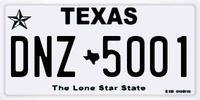 TX license plate DNZ5001