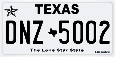 TX license plate DNZ5002
