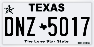 TX license plate DNZ5017