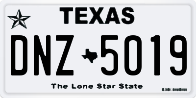 TX license plate DNZ5019