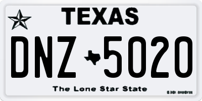 TX license plate DNZ5020