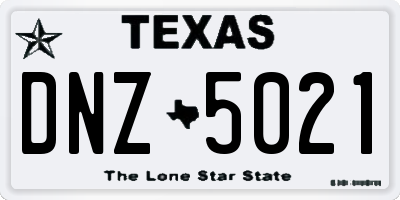 TX license plate DNZ5021