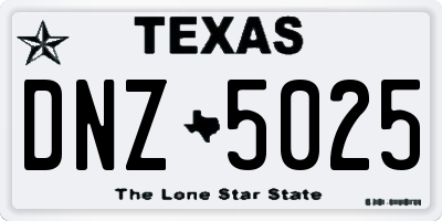 TX license plate DNZ5025