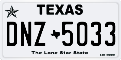 TX license plate DNZ5033