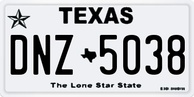TX license plate DNZ5038